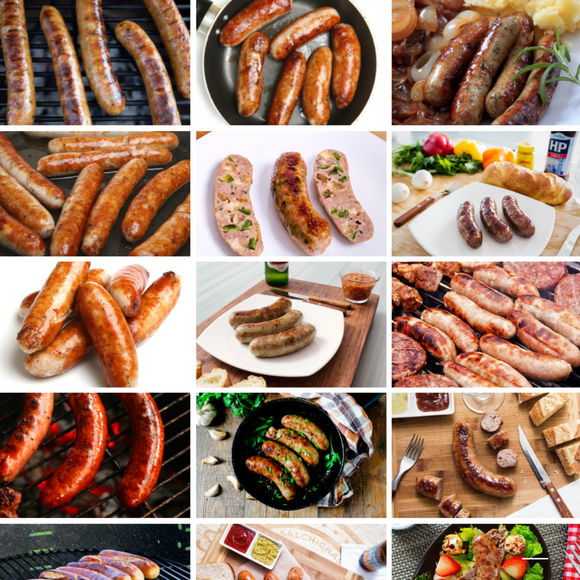 Paquete Sampler - 24 salchichas y chorizos de cerdo - Simply Sausages - Salchichas Artesanales